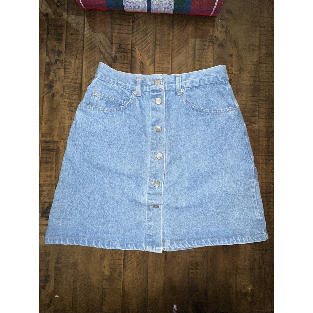 True 80s vintage No Excuses Denim Mini Skirt,carpenter, Button Front. (SO20)‎